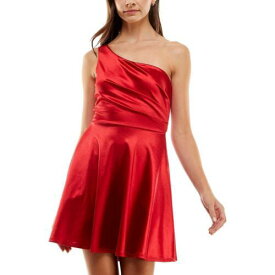 City Studios Womens Red One Shoulder Fit & Flare Dress Juniors 9/10 レディース