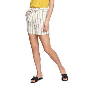 1.State Womens Cabana Ivory Linen Striped High Rise Shorts 10 レディース