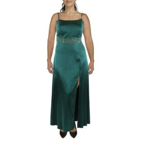 City Studios Womens Green Satin Applique Evening Dress Gown Plus 22W レディース