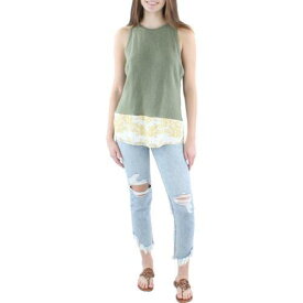 Refried Apparel Womens Green Mixed Media Vest Tank Top Sweater Shirt M レディース