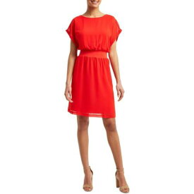 H Halston Womens Red Layered Knee-Length Short Sleeve Shift Dress XL レディース