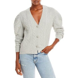 En Saison Womens Cable Knit Puff Sleeve Cardigan Sweater Top レディース