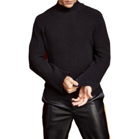 Royalty By Maluma Mens Black Knit Ribbed Mock Neck Pullover Sweater M メンズ