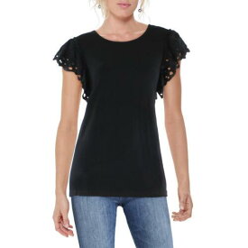 パトリツィア Patrizia Luca Womens Eyelet Ruffled Sleeve Crewneck Pullover Top Shirt レディース