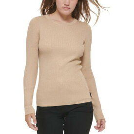 カルバンクライン Calvin Klein Jeans Womens Beige Long Sleeve Ribbed Pullover Top S レディース