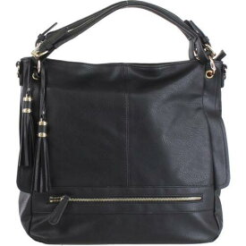 Urban Expressions Womens Finley Black Pebbled Hobo Handbag Purse Large レディース