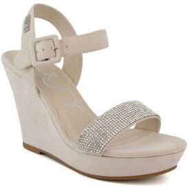 Sugar Womens Chili Faux Suede Rhinestone Buckle Wedge Sandals Shoes レディース