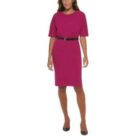 カルバンクライン Calvin Klein Womens Purple Knit Short Sleeves Office Sheath Dress 2 レディース