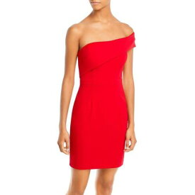 Aqua Womens Red Knit One Shoulder Cocktail Sheath Dress 2 レディース