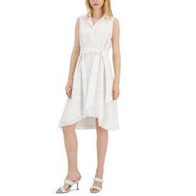 ダナ キャラン Donna Karan Womens White Eyelet Knee-Length Sleeveless Shirtdress 12 レディース