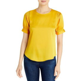 カール ラガーフェルド Karl Lagerfeld Paris Womens Yellow Satin Office Top Blouse Shirt XS レディース