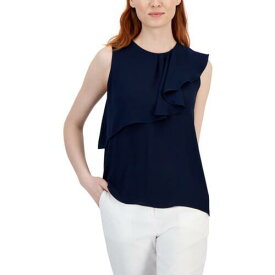 T タハリ T Tahari Womens Cascade Ruffle Sheer Work Wear Blouse Shirt レディース