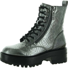 ゲス Guess Womens Fearne Gray Platform Combat & Lace-up Boots Shoes 5.5 5 レディース