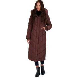 メデン Steve Madden Womens Brown Fleece Lined Quilted Long Coat Outerwear S レディース