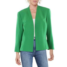 Le Suit Womens Green Woven Fited Office Open-Front Blazer Jacket レディース
