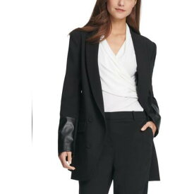 ディーケーエヌワイ DKNY Womens Black One-Button Long Open-Front Blazer Jacket 2 レディース