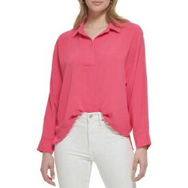 カルバンクライン Calvin Klein Womens Pink V-Neck Long Sleeve Business Blouse XL レディース