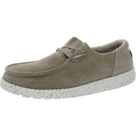 Hey Dude Womens Tan Faux Suede Slip-On Sneakers Shoes 11 Medium (B M) レディース