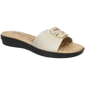 イージーストリート Easy Street Womens Sunshine Metallic Slip On Flat Slide Sandals レディース