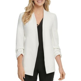 ディーケーエヌワイ DKNY Womens Ivory Crepe Long Sleeves Office Open-Front Blazer Jacket S レディース