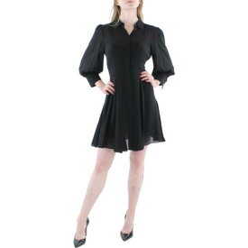 セオリー Theory Womens Black Silk Collar Knee-Length Shirtdress 4 レディース