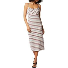 ジョイー Soft Joie Womens Laurel Beige Linen Blend Knee Striped Midi Dress L レディース