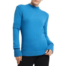 H Halston Womens Blue Long Sleeve Knit Mock Turtleneck Sweater M レディース