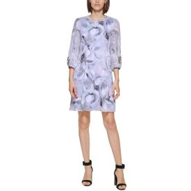 カルバンクライン Calvin Klein Womens Purple Floral Mini Summer Shift Dress 4 レディース