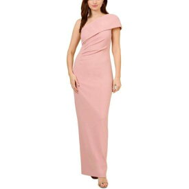 Adrianna Papell Womens Pink Knit One Shoulder Evening Dress Gown 4 レディース