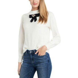CeCe Womens Ivory Bow Mock Neck Pullover Sweater Shirt S レディース