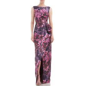 ケイアンジャー Kay Unger New York Womens Purple Floral Formal Evening Dress Gown 2 レディース