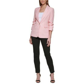 ディーケーエヌワイ DKNY Womens Pink Ruched Professional One-Button Blazer Jacket 12 レディース