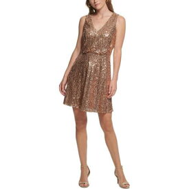 ヴィンス Vince Camuto Womens Gold Sequined Blouson Cocktail and Party Dress 12 レディース