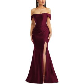 Cynthia & Sahar Womens Red Satin Corset Evening Dress Gown S レディース