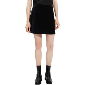 セオリー Theory Womens Black Velvet Mini Party Wrap Skirt 8 レディース