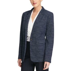 ディーケーエヌワイ DKNY Womens Navy Knit Business Career One-Button Blazer Jacket 14 レディース