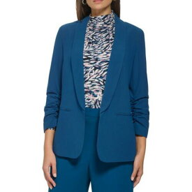 ディーケーエヌワイ DKNY Womens Blue Crepe Business Work Wear Open-Front Blazer Jacket 4 レディース