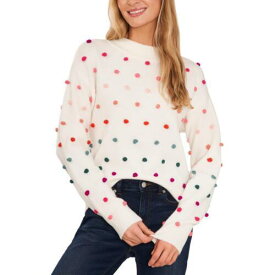 CeCe Womens Pom Pom Ribbed Trim Knit Mock Turtleneck Sweater Shirt レディース