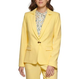 ディーケーエヌワイ DKNY Womens Yellow Logo Polyester One-Button Blazer Jacket 2 レディース