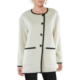 PLM Womens Contrast Trim Fleece Jacket Pea Coat レディース