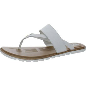 ソレル Sorel Womens White Leather Flip-Flops Shoes 12 Medium (B M) レディース