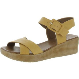 Bueno Womens Yellow Leather Buckle Wedge Sandals Shoes 38 Medium (B M) レディース