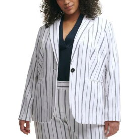 カルバンクライン Calvin Klein Womens White Pinstripe Long Sleeved Suit Jacket Plus 18W レディース