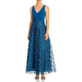 エリザジェイ Eliza J Womens Blue Mesh Sleeveless Semi-Formal Evening Dress Gown 8 レディース