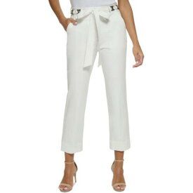 ダナ キャラン Donna Karan Womens White Belted Cotton Cropped Pants 8 レディース