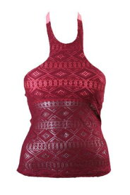 HulaHoney Hula Honey Burgundy Coral Mojave Diamond High-Neck Crochet Tankini Top S レディース