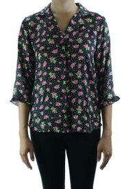 Jenni New Black Flower Printed Satin Pajama Top S レディース