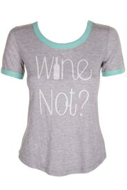 Jenni Grey Heather Short-Sleeve Wine Not Graphic Pajama T-Shirt XS レディース