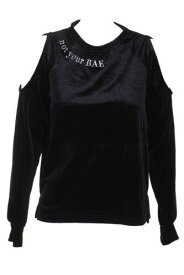 Materialgirl Material Girl Juniors Black Not Your Bae Embroidered Velour Sweater XL レディース