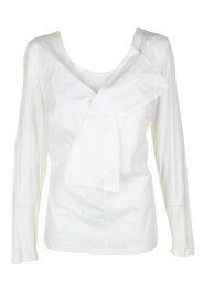 INC Inc International Concepts Bright White Long-Sleeve Bow-Front Top L レディース